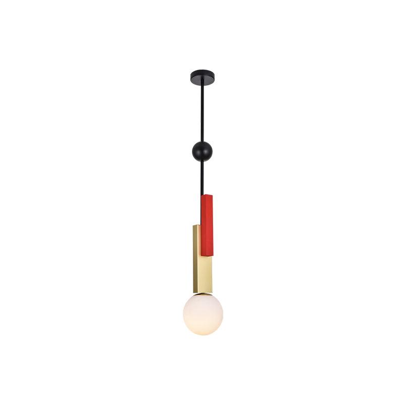 Veveny hanglamp met dubbele bollen en lineaire balken in geometrische stijl
