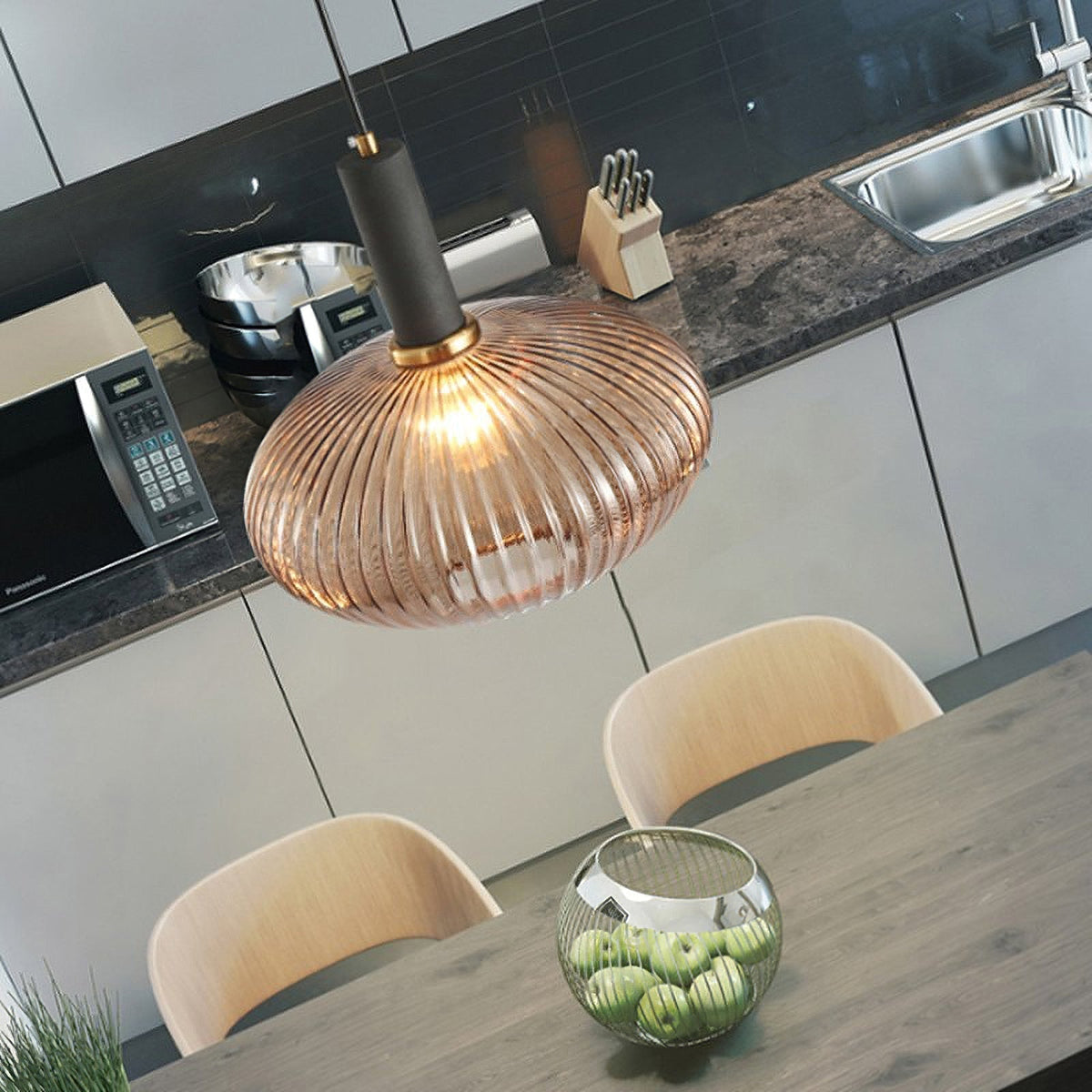Viremont hanglamp van glas met ribbelglas
