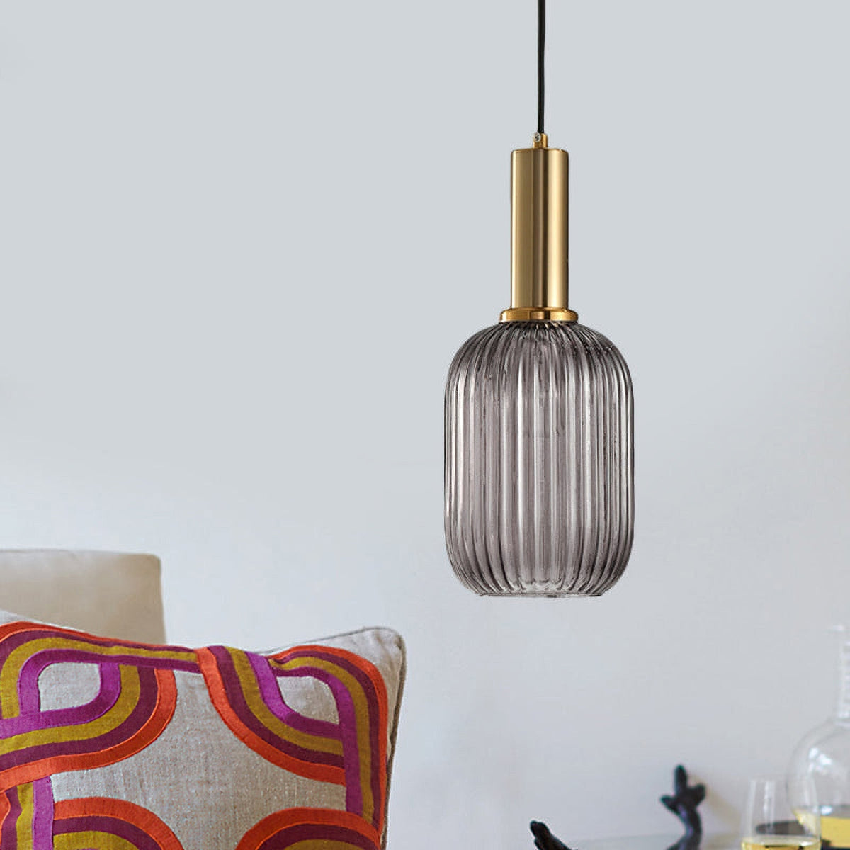 Viremont hanglamp van glas met ribbelglas