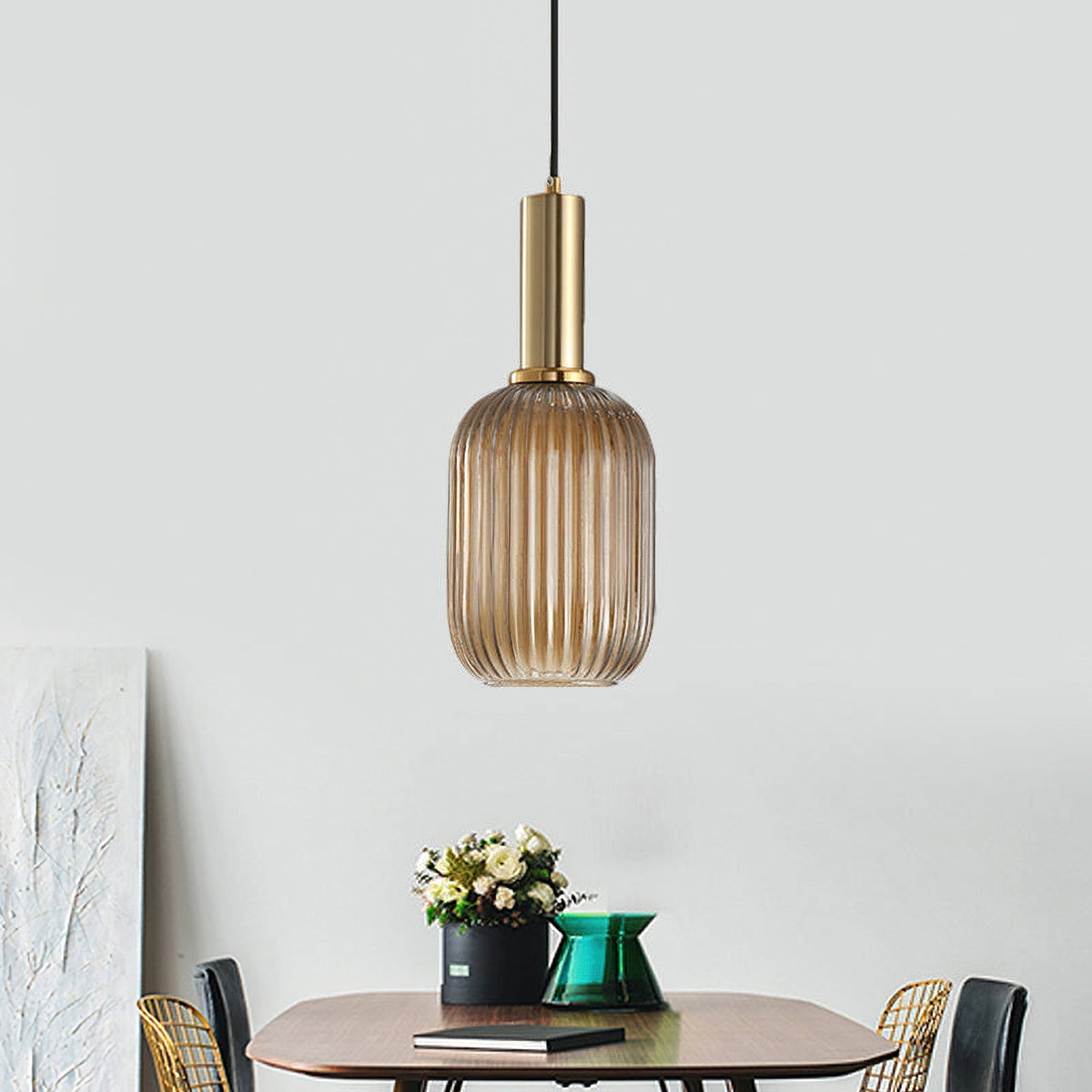 Viremont hanglamp van glas met ribbelglas