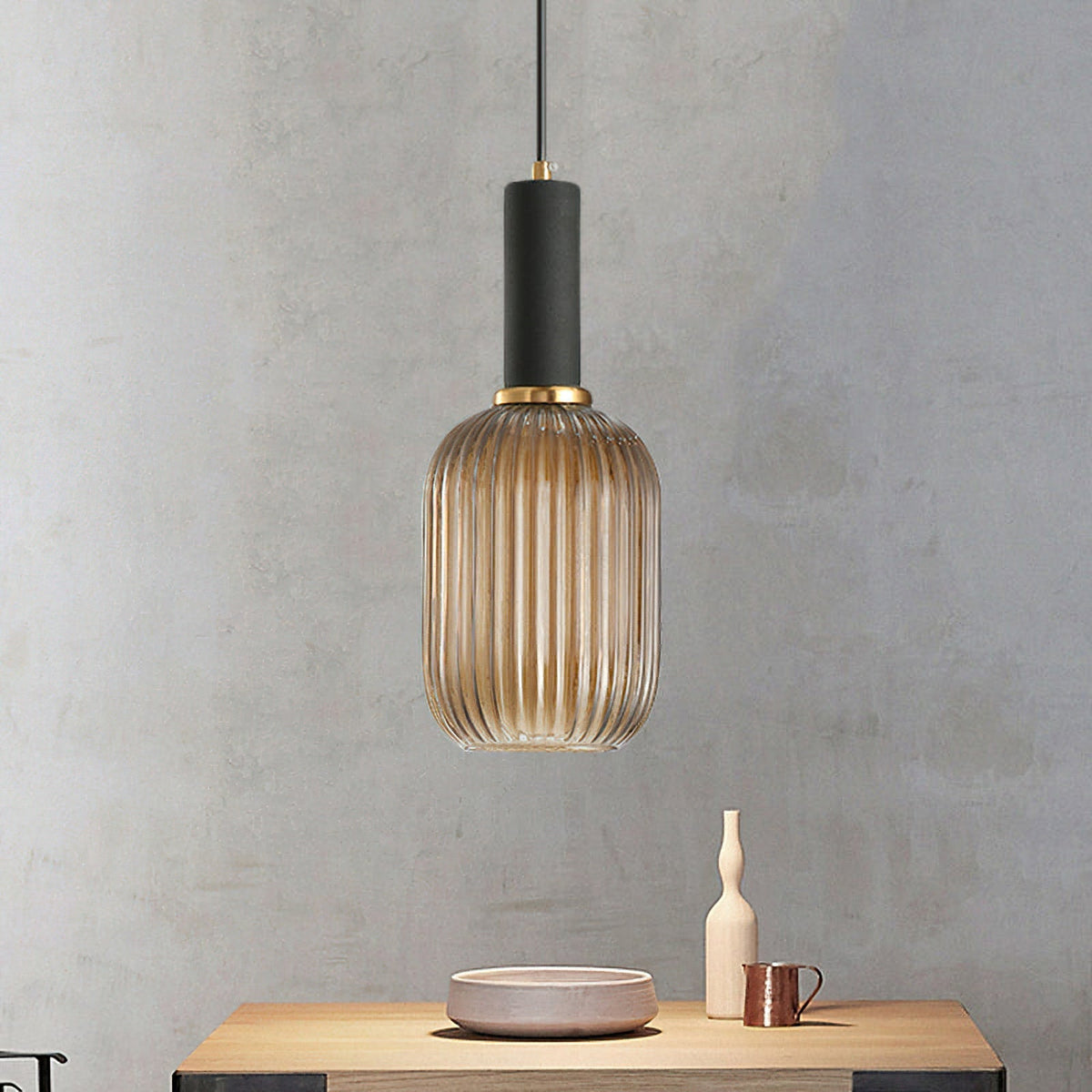Viremont hanglamp van glas met ribbelglas