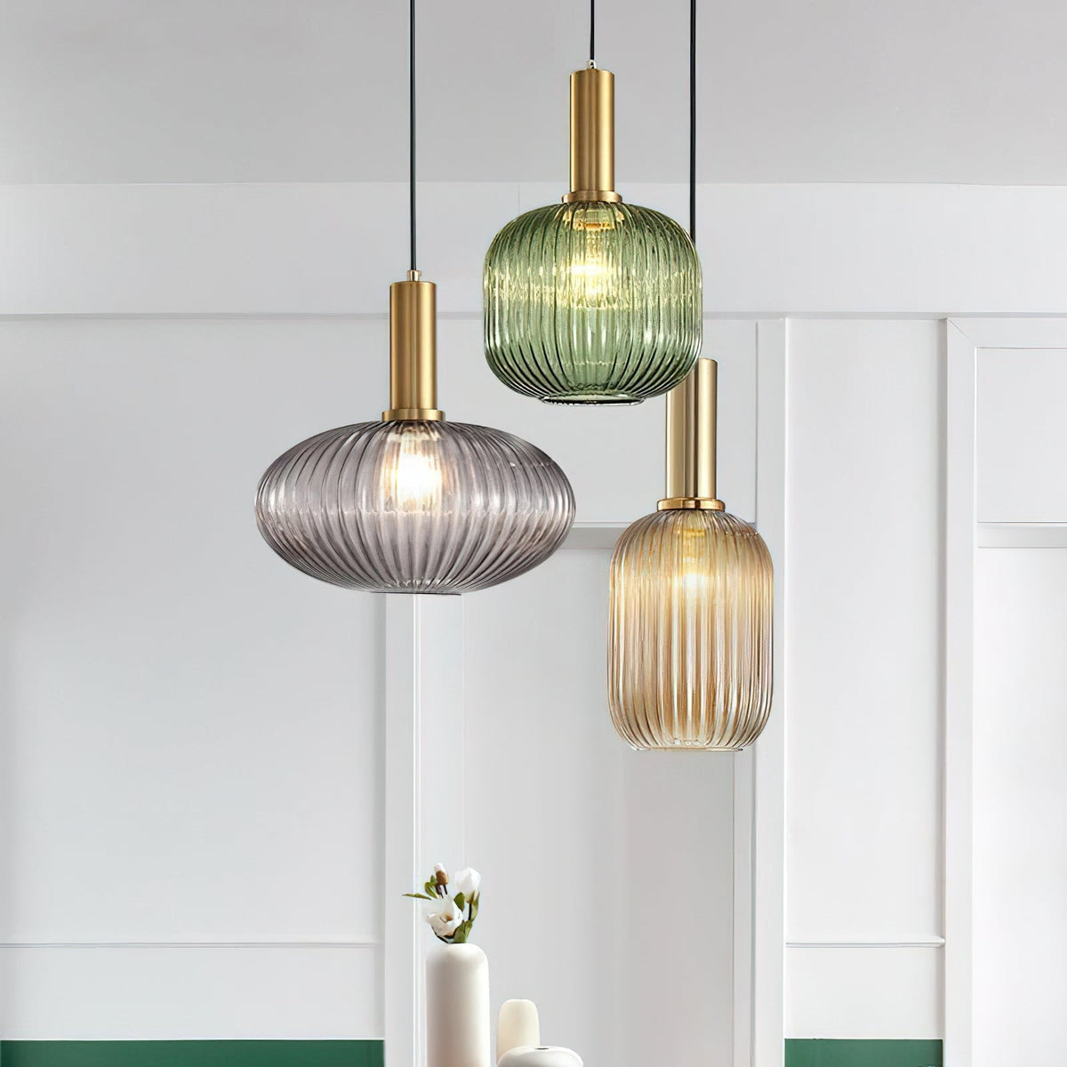 Viremont hanglamp van glas met ribbelglas