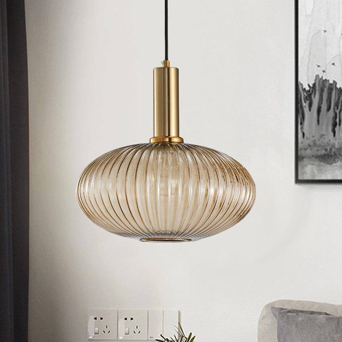 Viremont hanglamp van glas met ribbelglas