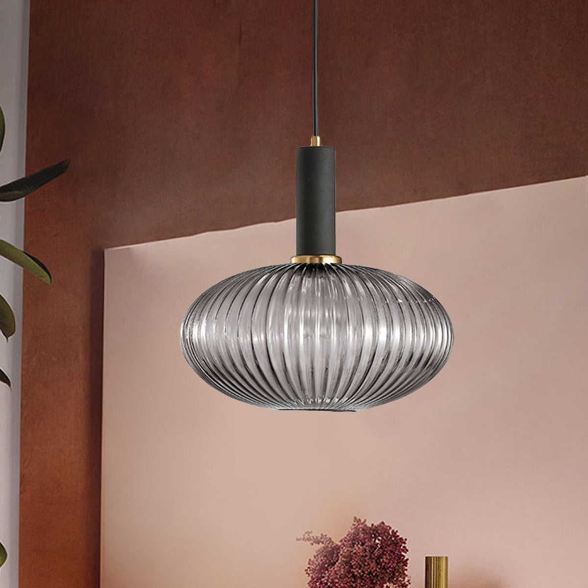 Viremont hanglamp van glas met ribbelglas