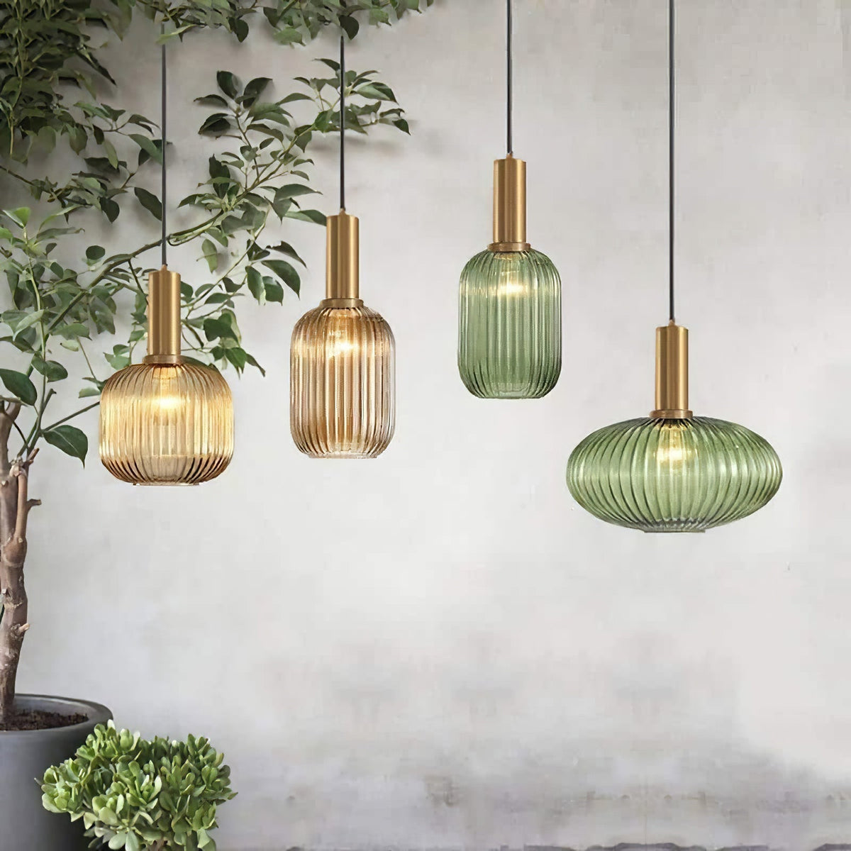 Viremont hanglamp van glas met ribbelglas