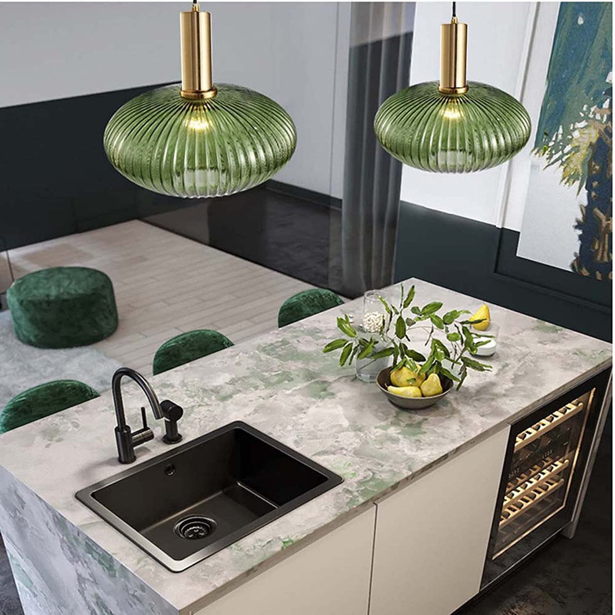 Viremont hanglamp van glas met ribbelglas