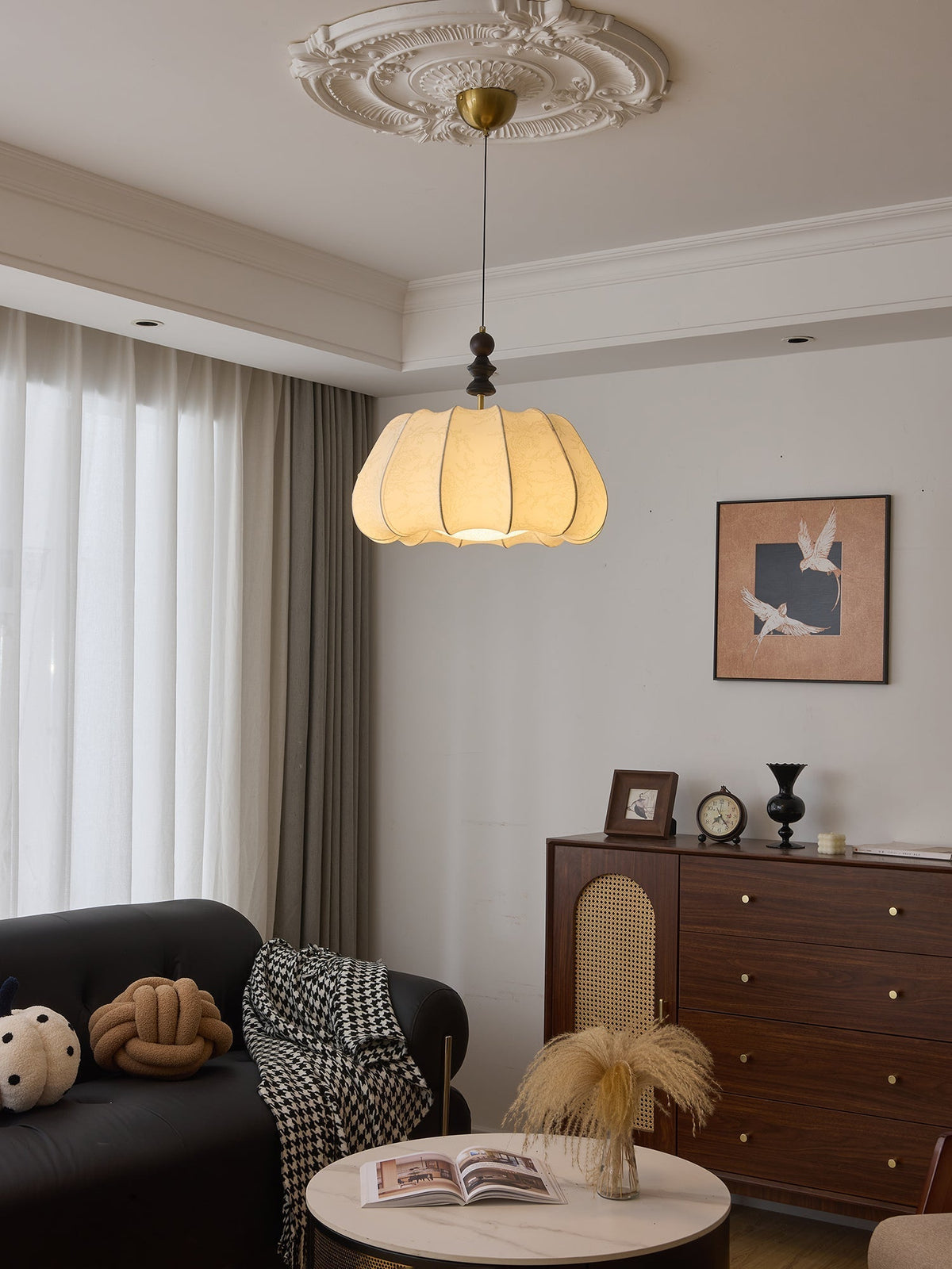 Asolira elegantie Vintage Houten hanglamp