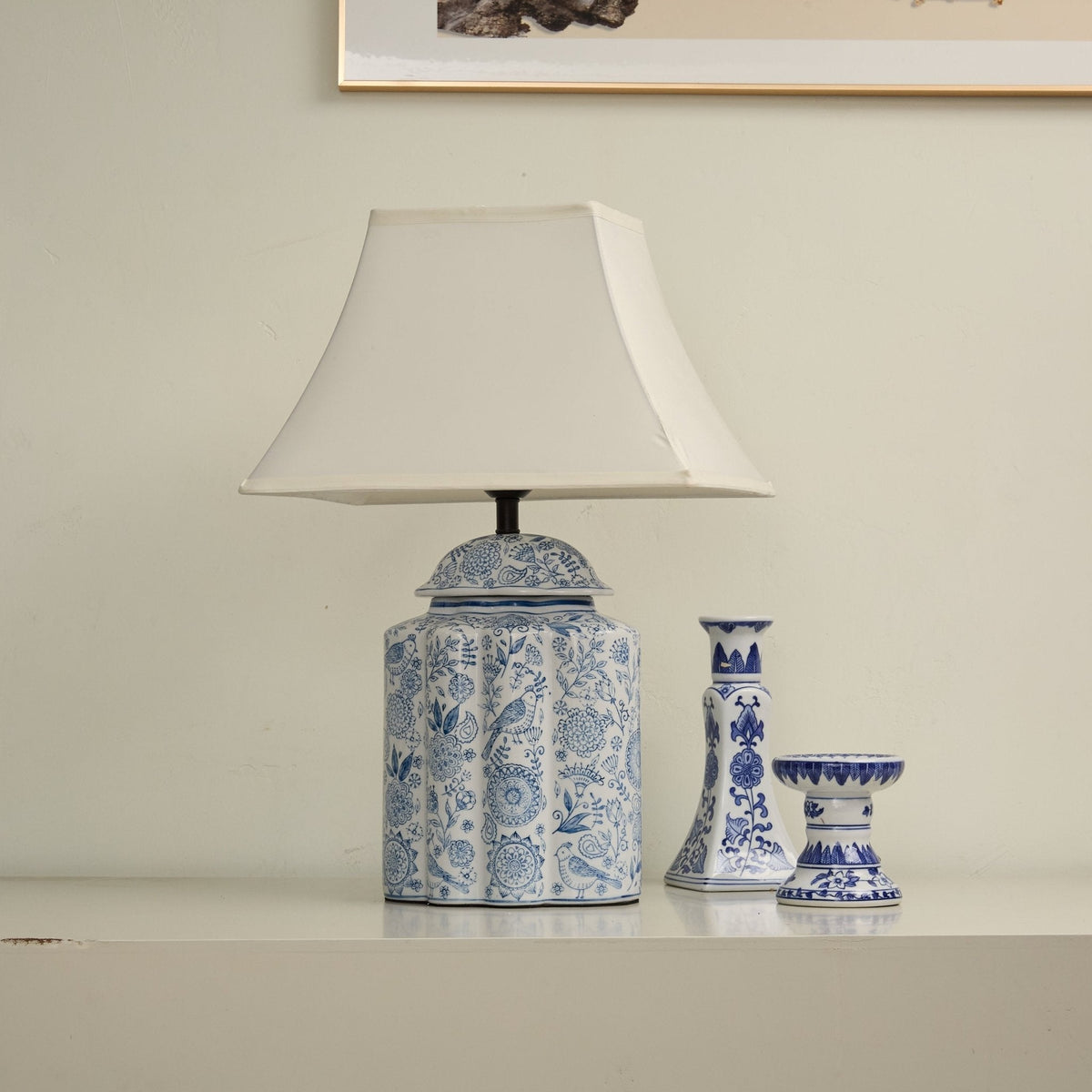 Marcellin Floral Bird Jar tafellamp