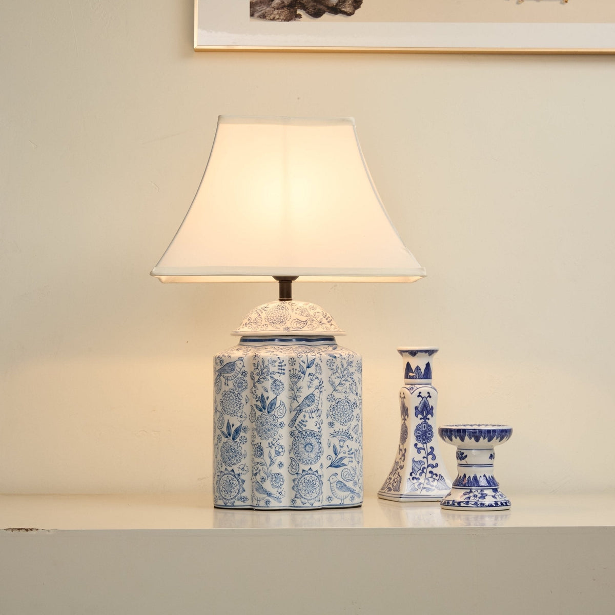 Marcellin Floral Bird Jar tafellamp