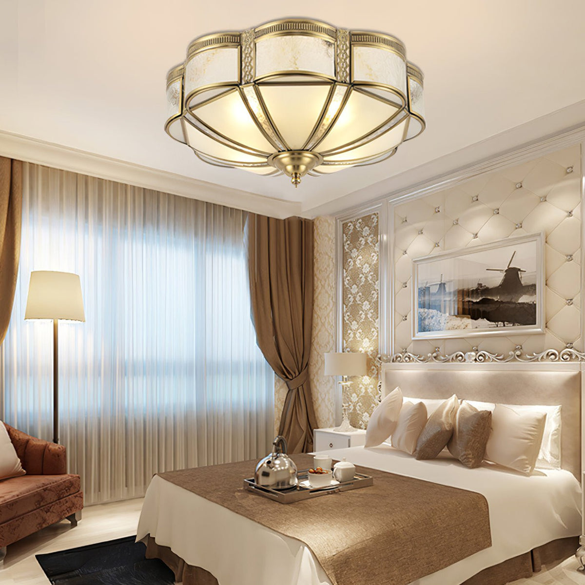 Xaris Bloemmotief messing vloerlamp