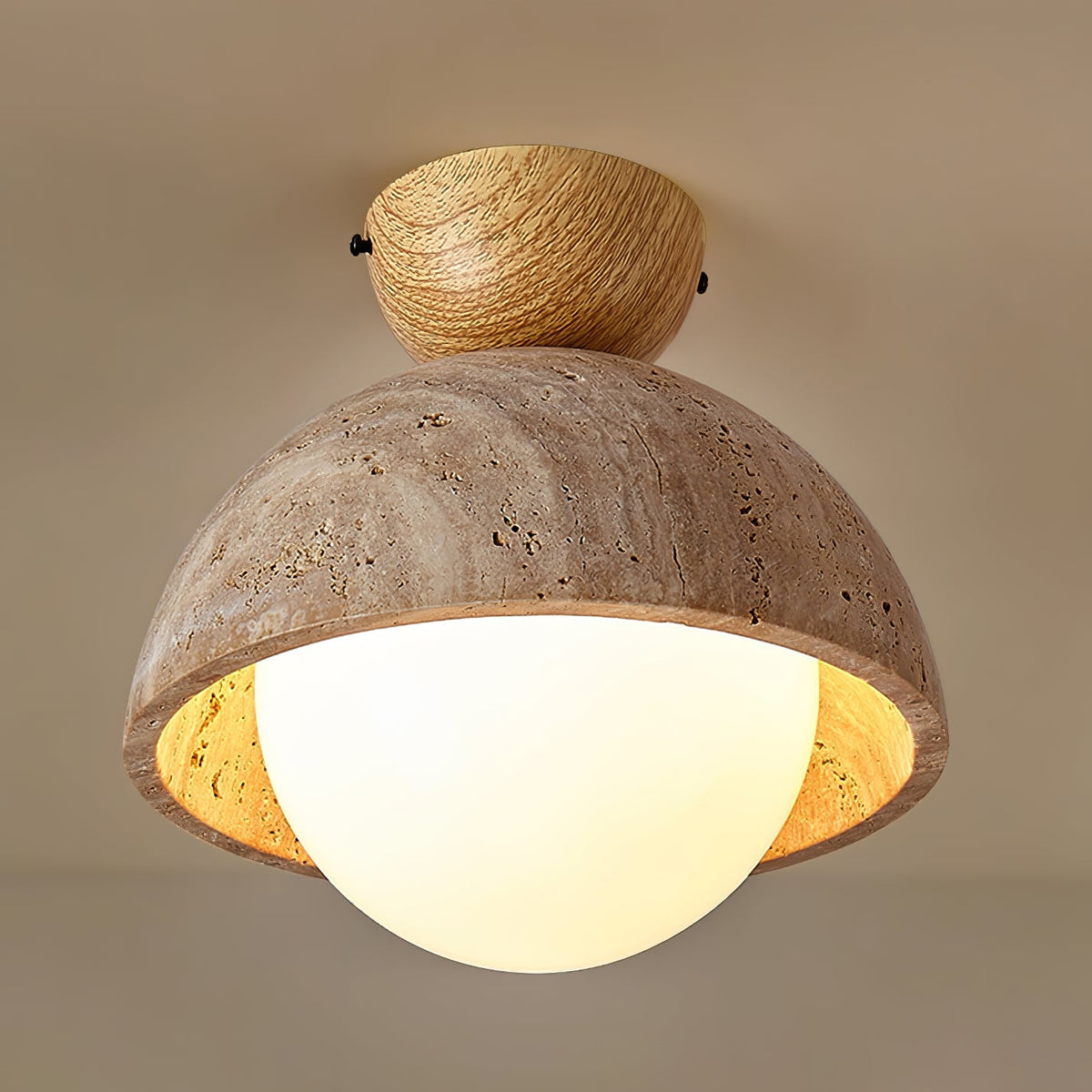 Serireon plafondlamp van geel travertin