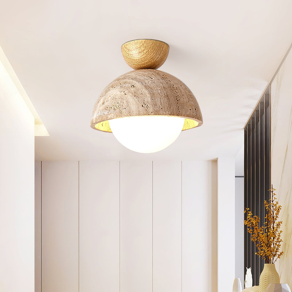 Serireon plafondlamp van geel travertin