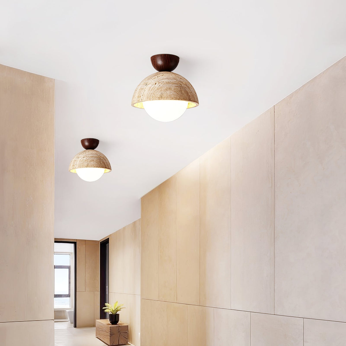 Serireon plafondlamp van geel travertin