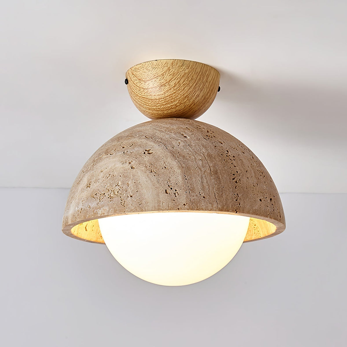 Serireon plafondlamp van geel travertin