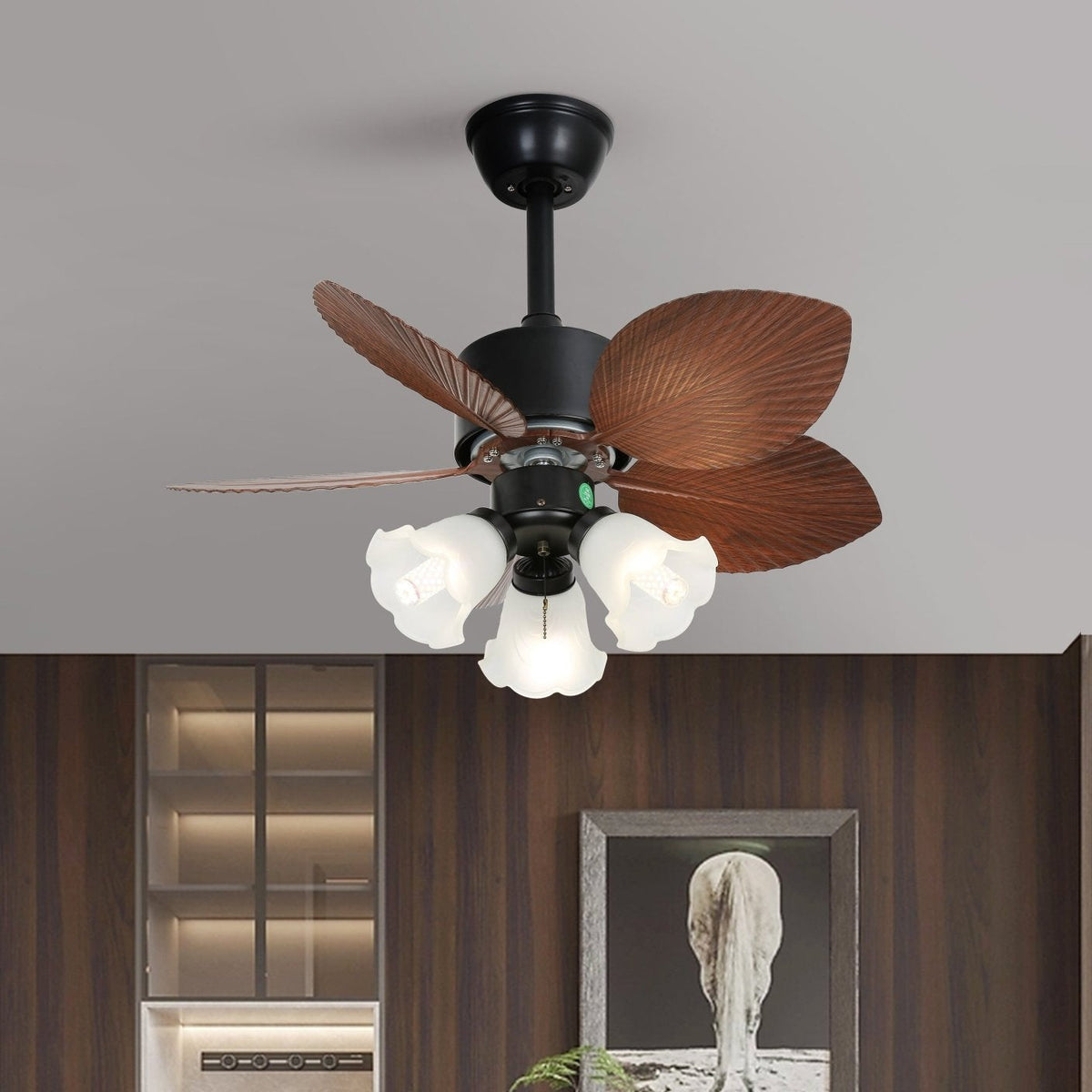 Rinirian Vintage Hout Plafondventilator met lamp