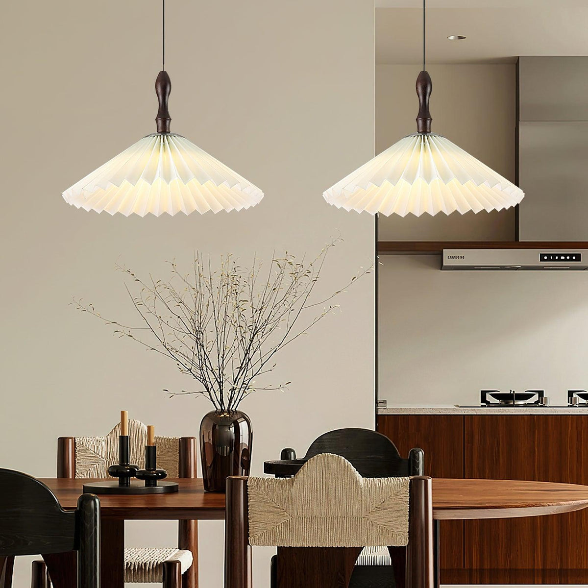 Petal hanglamp van hout met bloemblaadjes