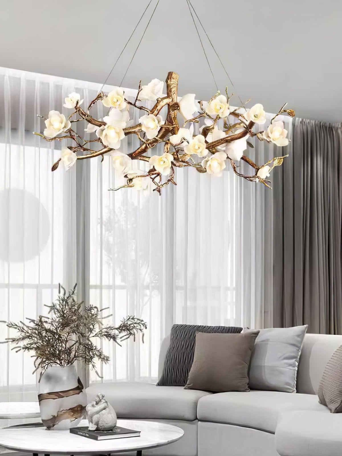 Tominex Postmodern luxe Flower Bloom Branch messing keramische Kroonluchter