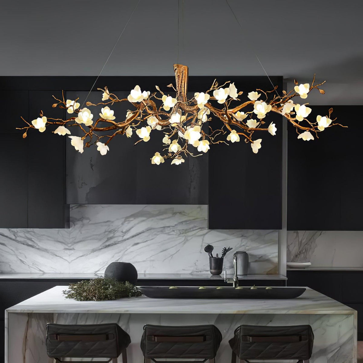 Tominex Postmodern luxe Flower Bloom Branch messing keramische Kroonluchter