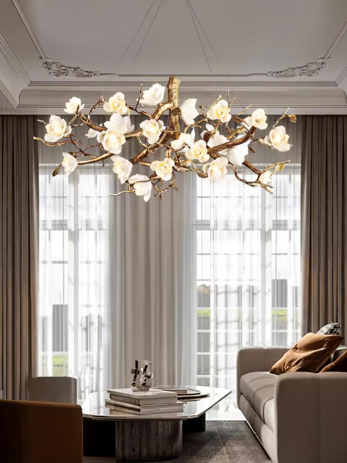 Tominex Postmodern luxe Flower Bloom Branch messing keramische Kroonluchter