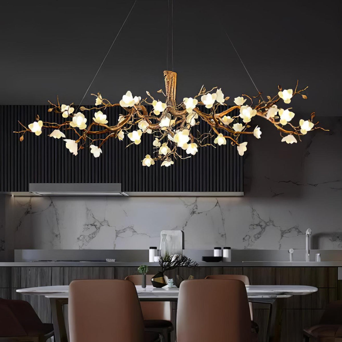 Tominex Postmodern luxe Flower Bloom Branch messing keramische Kroonluchter