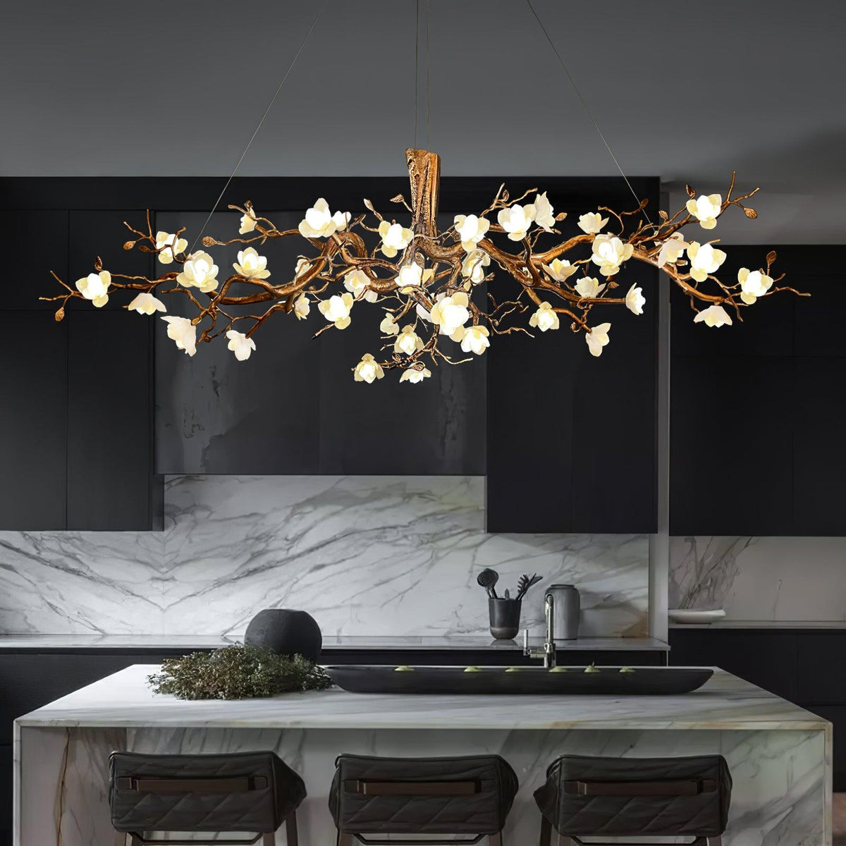 Tominex Postmodern luxe Flower Bloom Branch messing keramische Kroonluchter
