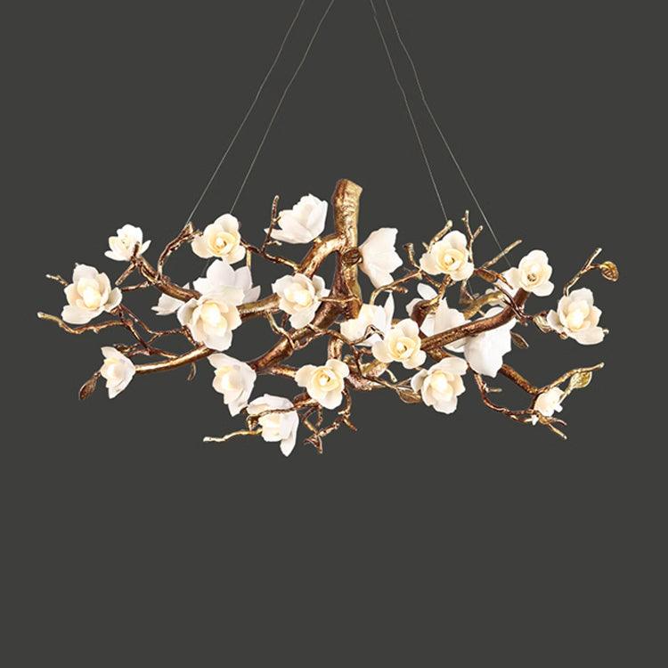 Tominex Postmodern luxe Flower Bloom Branch messing keramische Kroonluchter