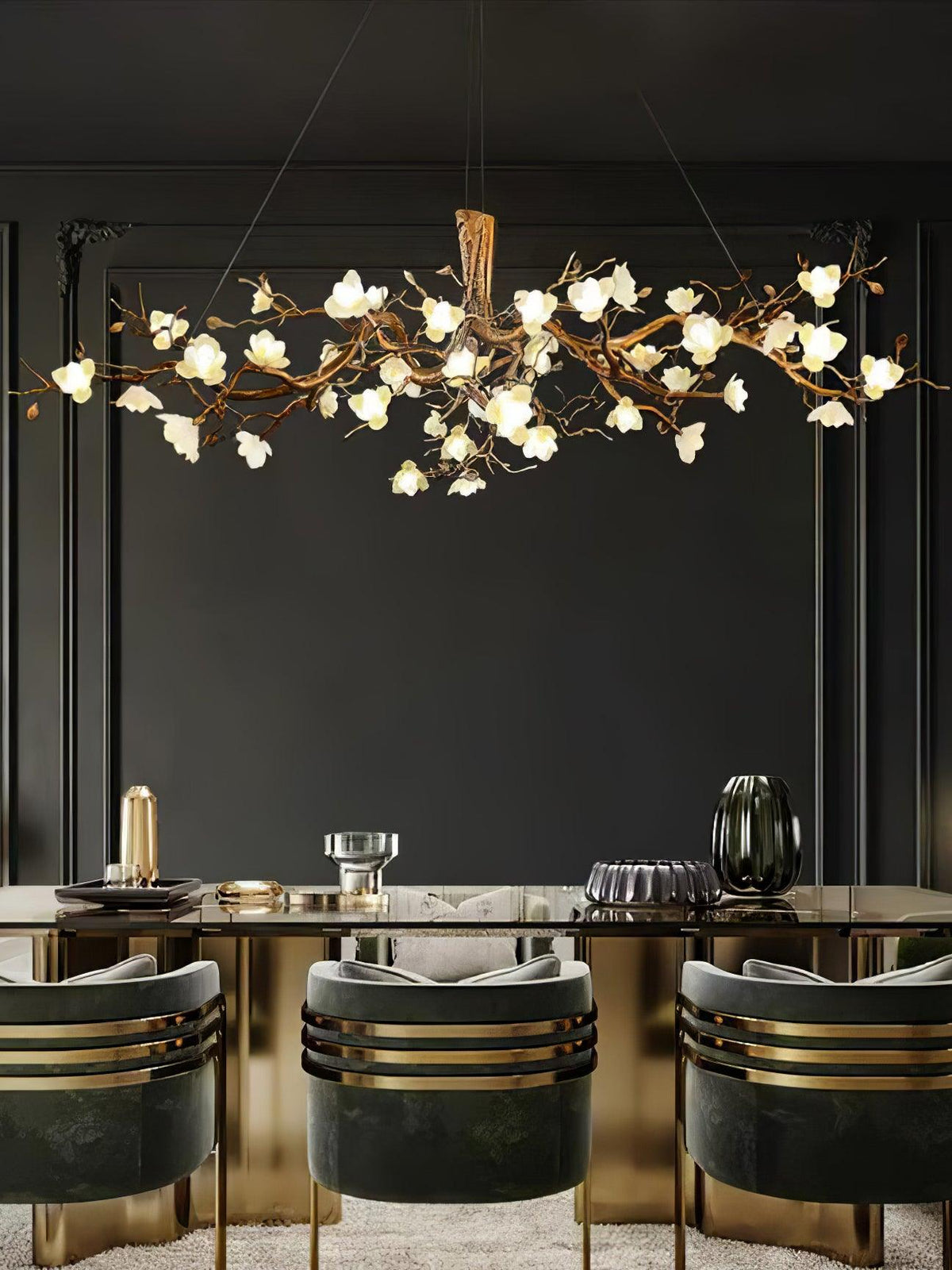 Tominex Postmodern luxe Flower Bloom Branch messing keramische Kroonluchter