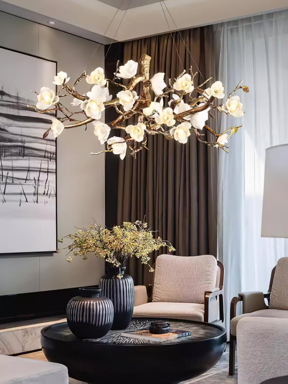 Tominex Postmodern luxe Flower Bloom Branch messing keramische Kroonluchter
