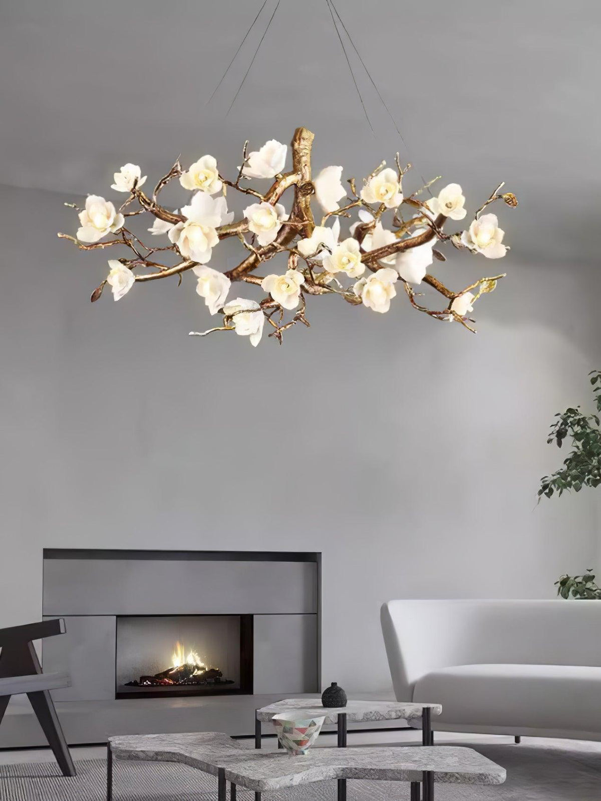 Tominex Postmodern luxe Flower Bloom Branch messing keramische Kroonluchter