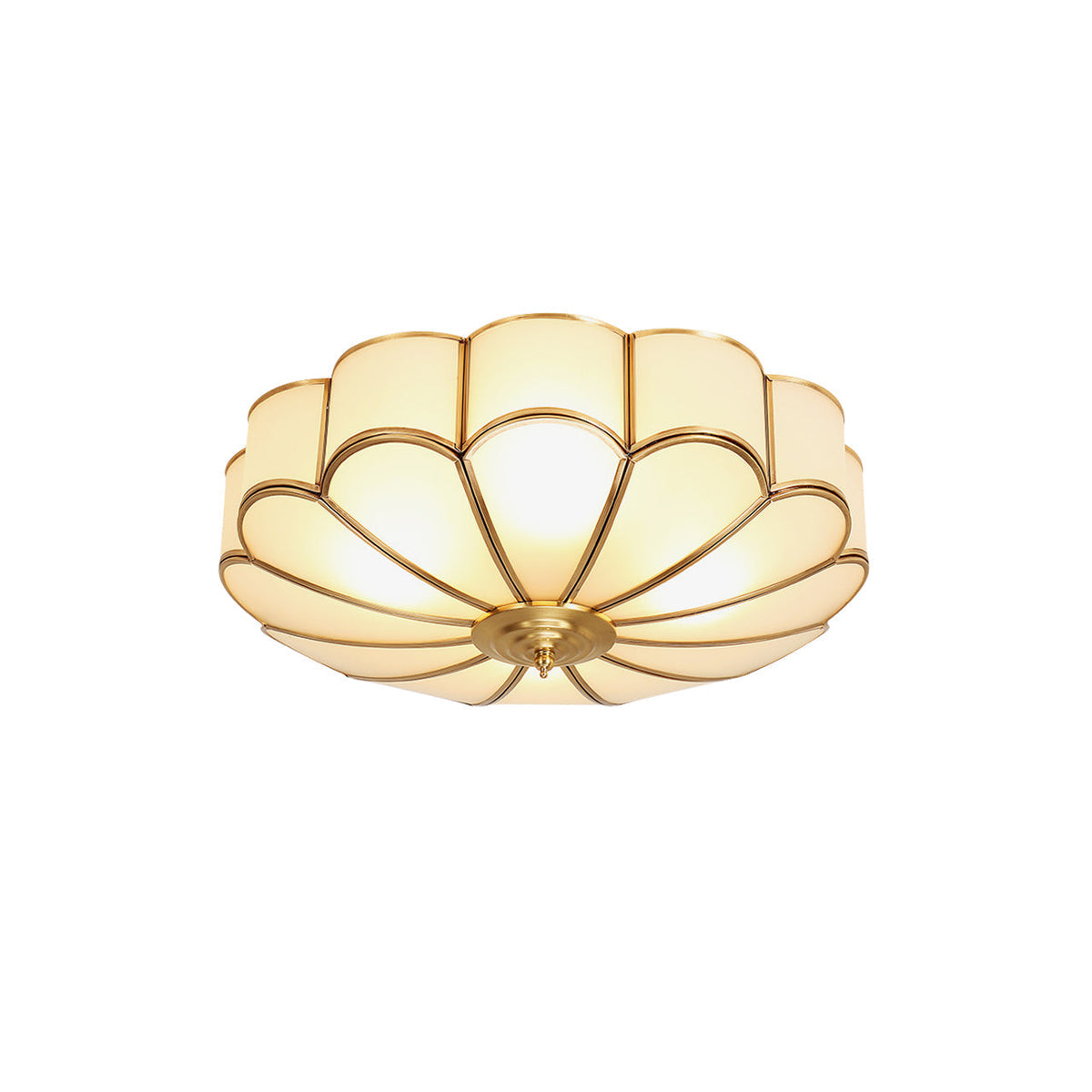Eiroria Bloemvormige plafondlamp van messing met glas