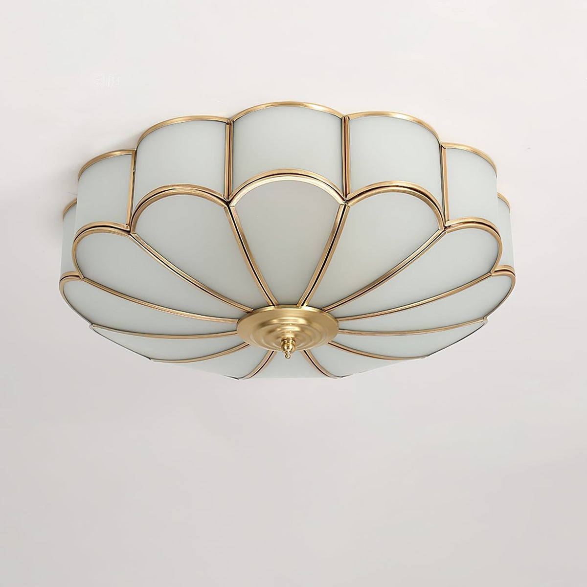 Velenena plafondlamp bloemvormig glas messing