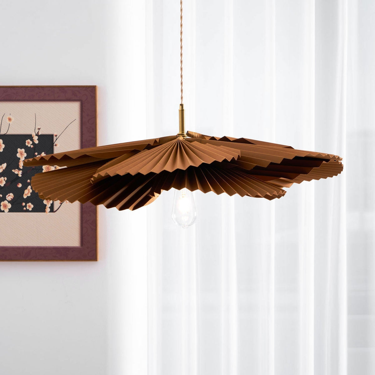 Wilto hanglamp lotusblad van gevouwen papier met bloemvorm