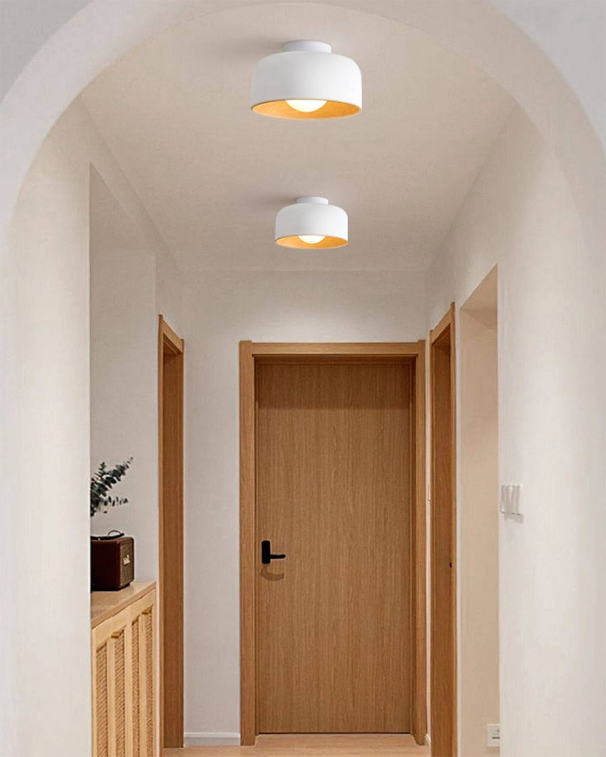 Vanden plafondlamp met walnootkleurige afwerking
