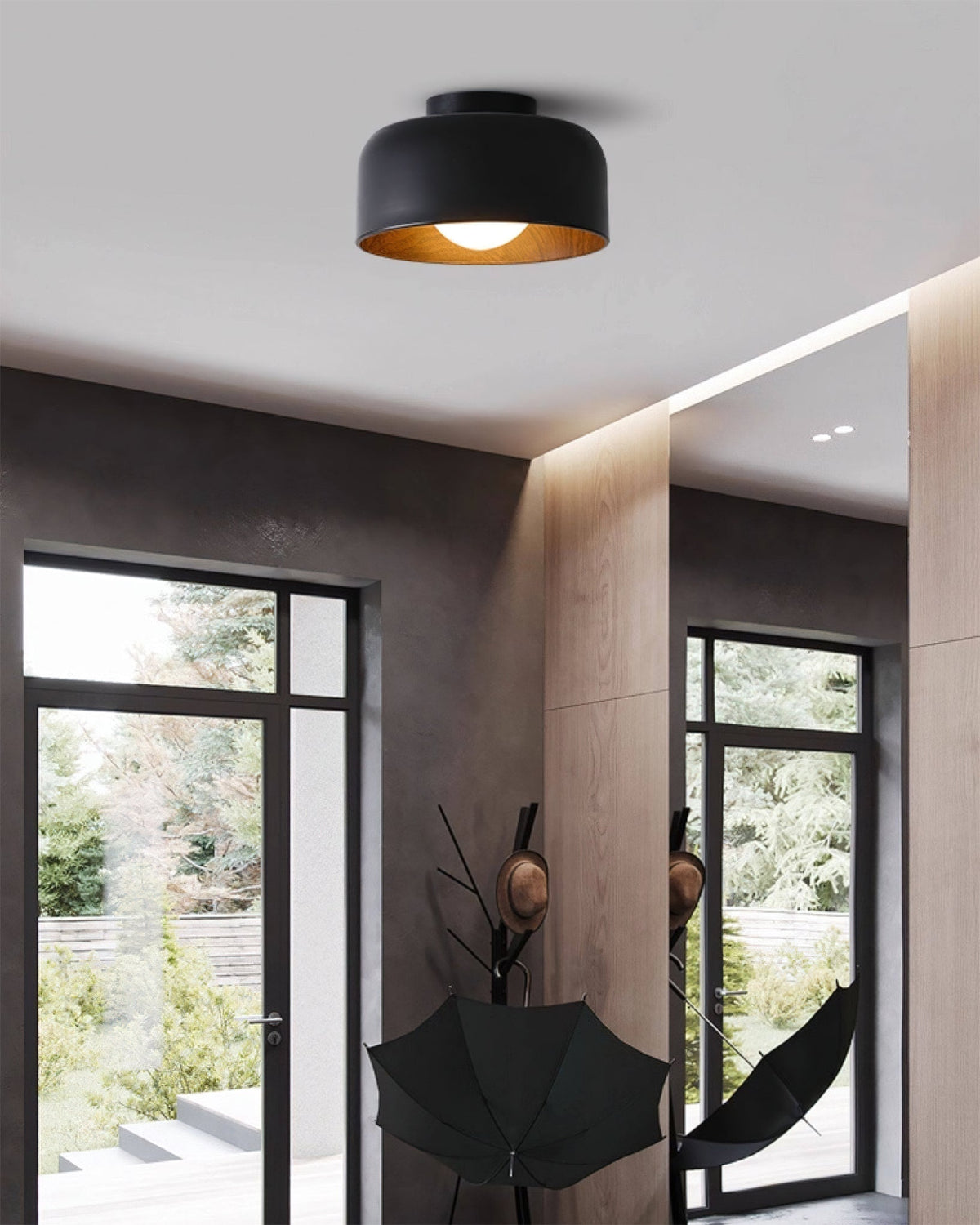 Vanden plafondlamp met walnootkleurige afwerking
