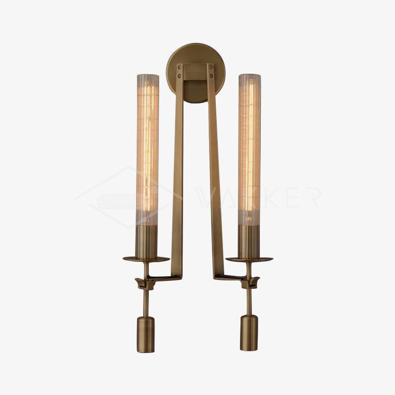 Veloora wandlamp messing Minimalistisch Geribbelde glas