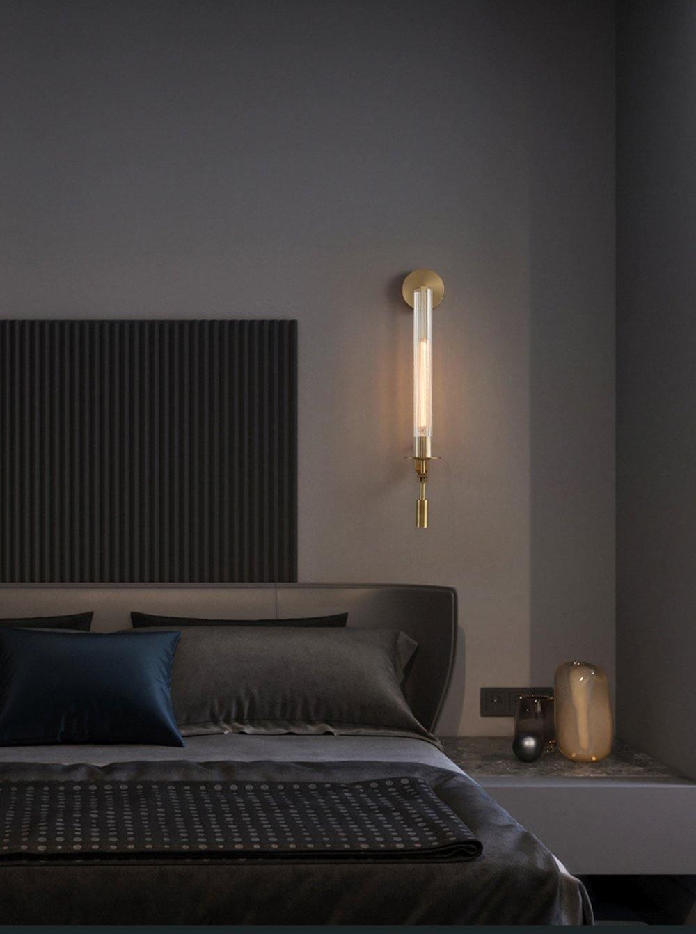 Veloora wandlamp messing Minimalistisch Geribbelde glas