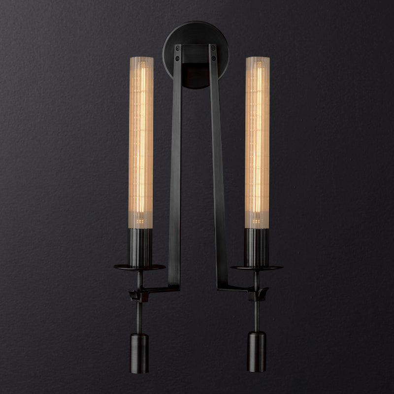 Veloora wandlamp messing Minimalistisch Geribbelde glas