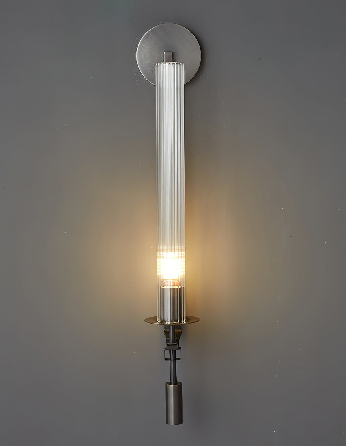 Veloora wandlamp messing Minimalistisch Geribbelde glas