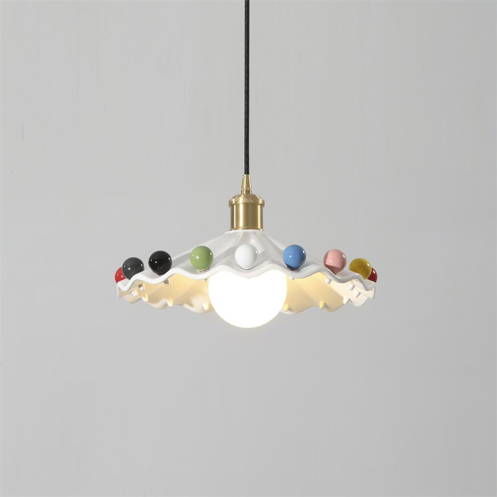 Solvira hanglamp met golfvormige keramische kap