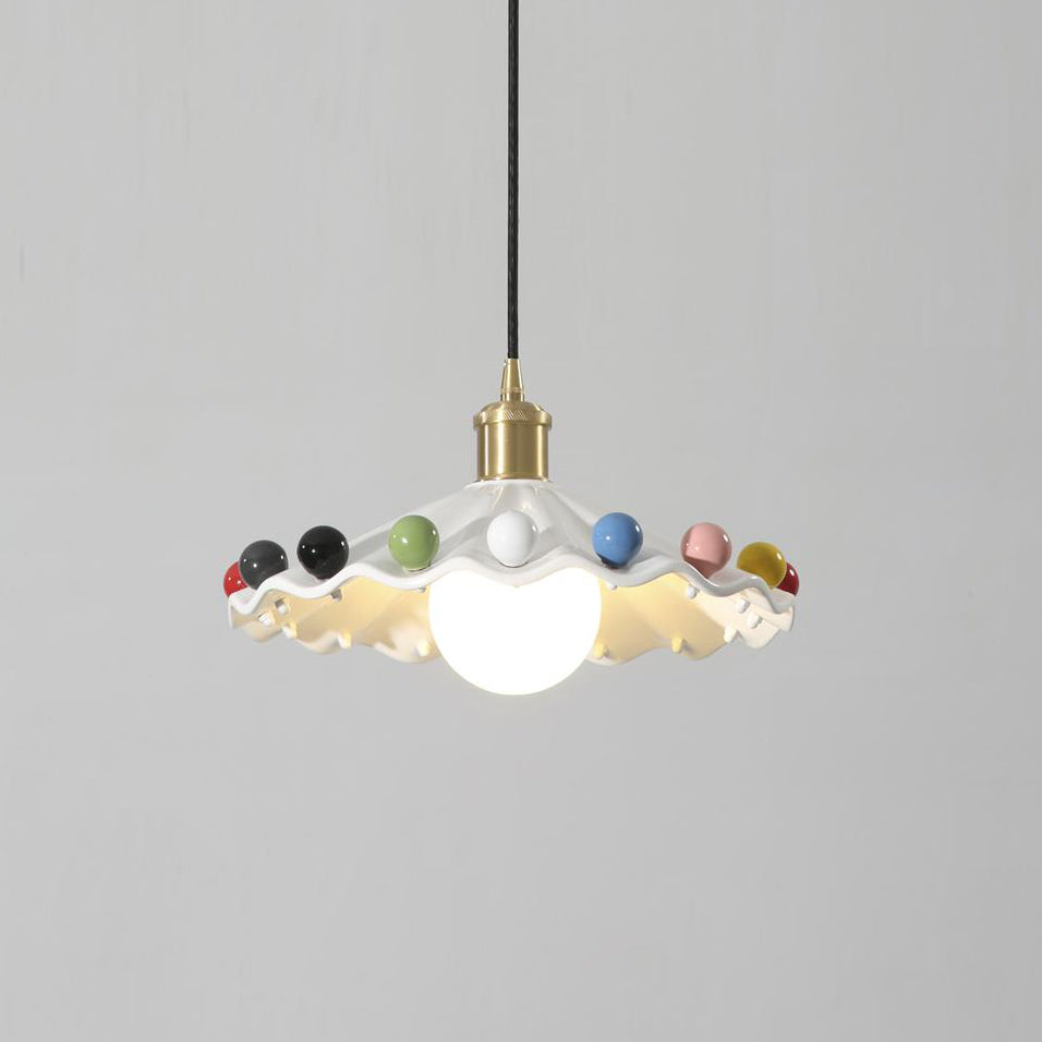 Solvira hanglamp met golfvormige keramische kap