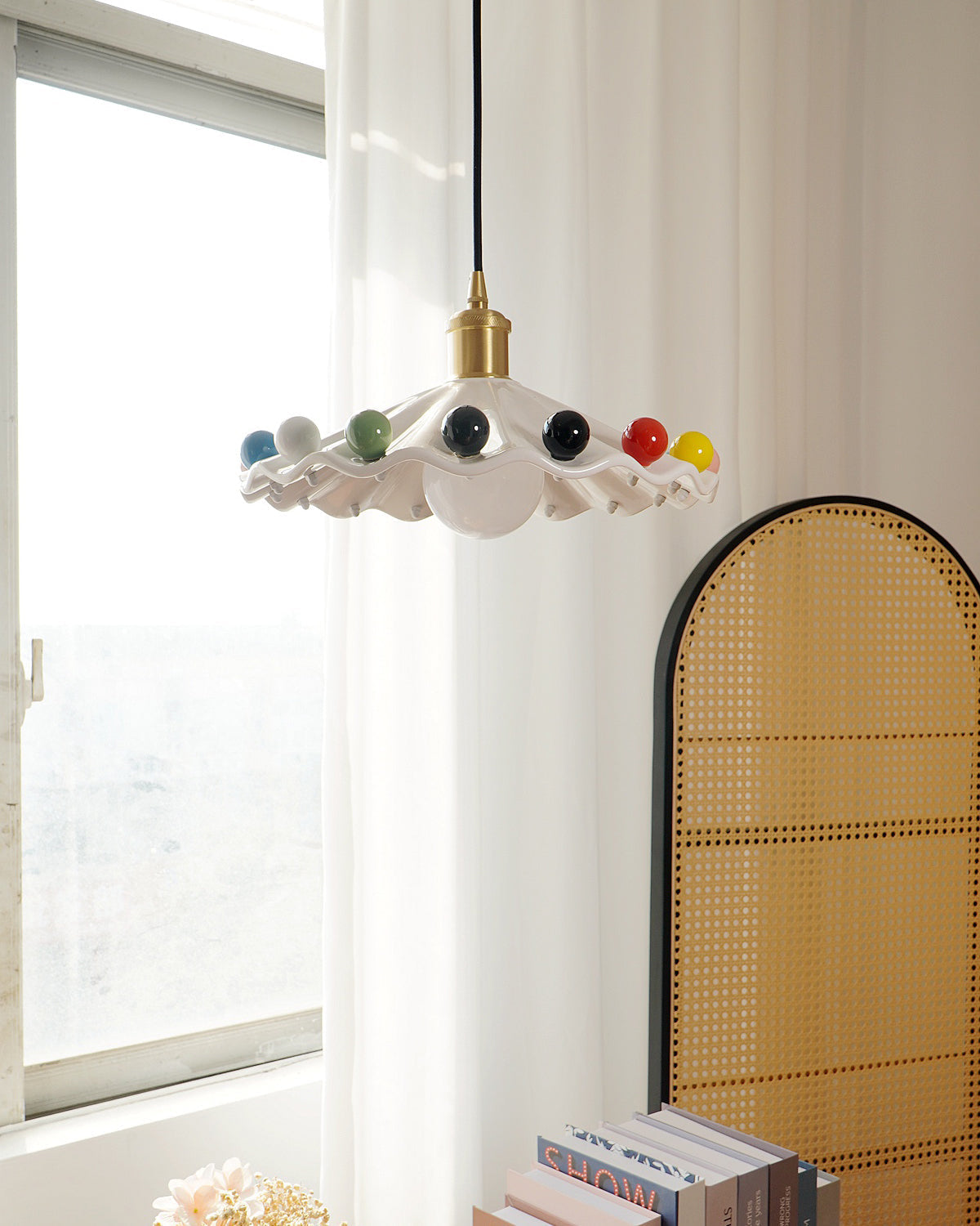 Solvira hanglamp met golfvormige keramische kap