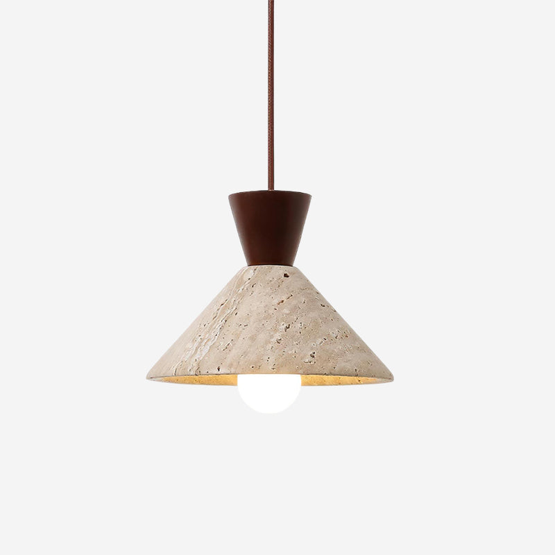 Caliva hanglamp met travertin kap in natuurlijke walnootkleur