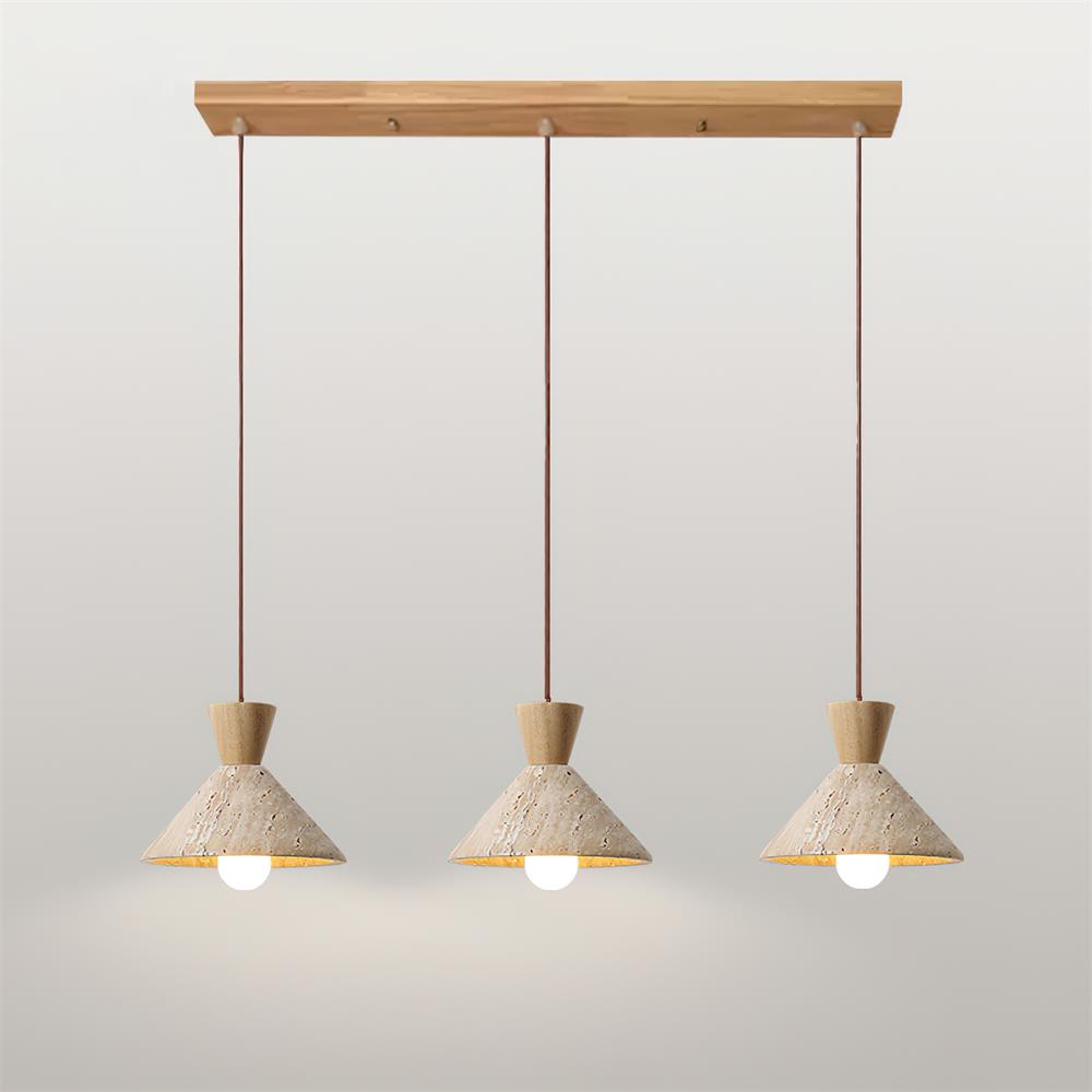Caliva hanglamp met travertin kap in natuurlijke walnootkleur