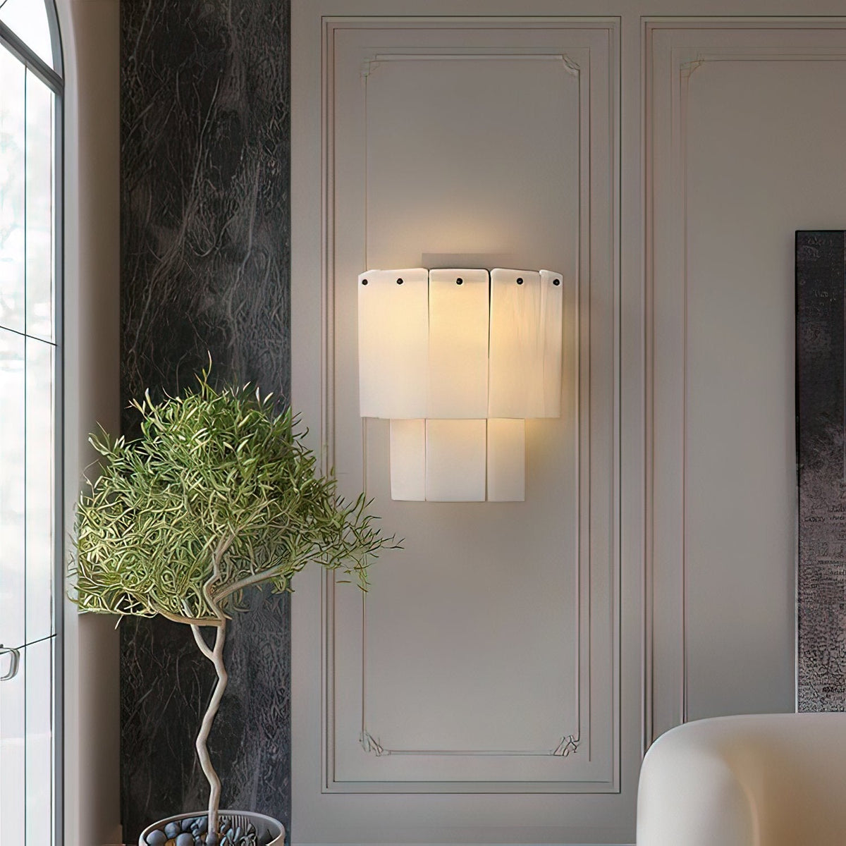 Corvane wandlamp met gebroken albast