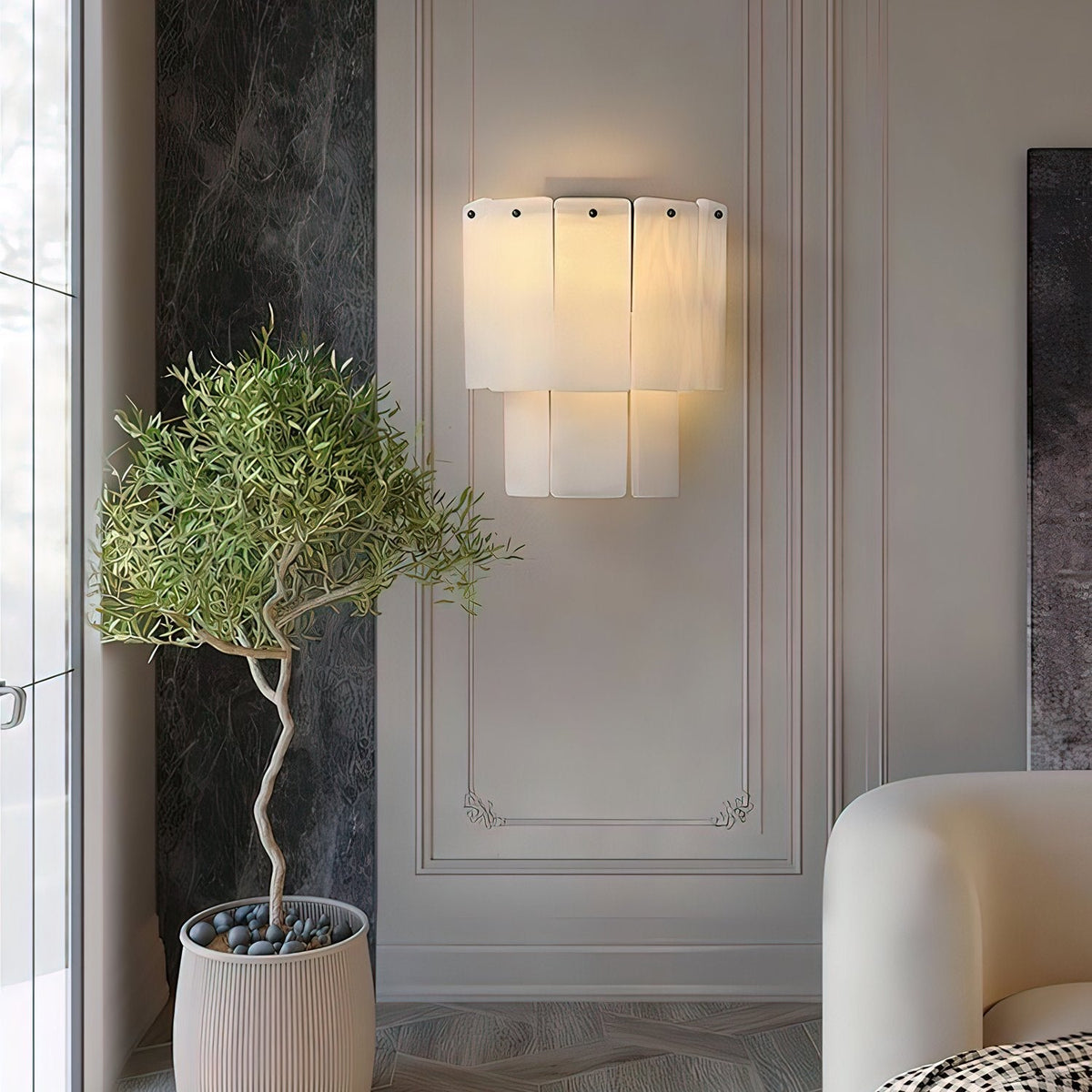 Corvane wandlamp met gebroken albast