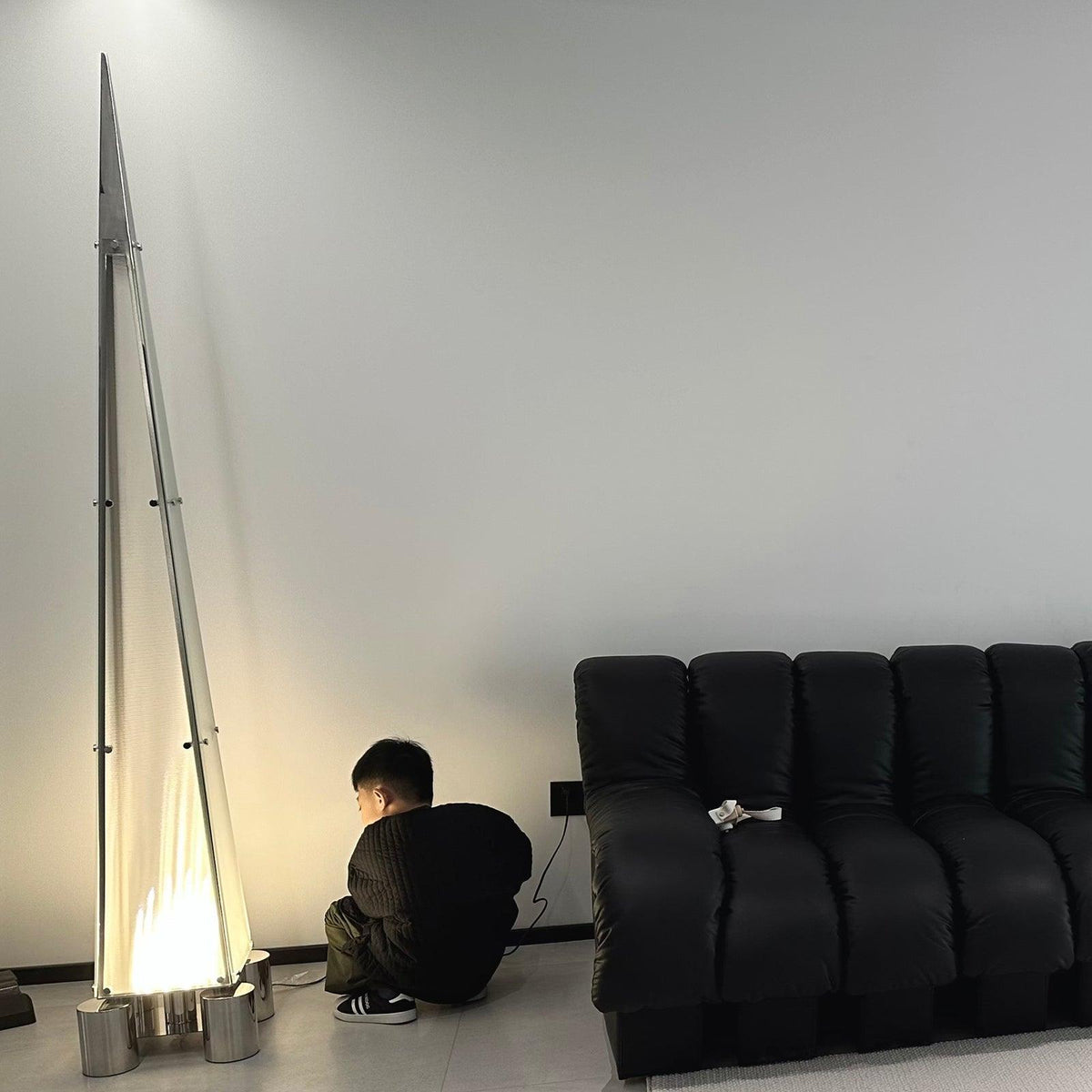 Velelira Moderne vloerlamp met glazen kap