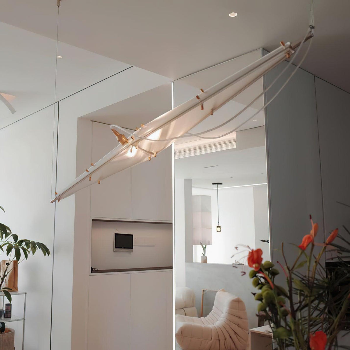 Adan moderne hanglamp met minimalistisch kunstwerk