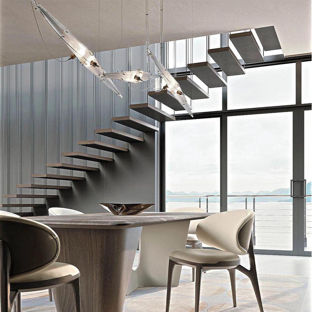 Adan moderne hanglamp met minimalistisch kunstwerk