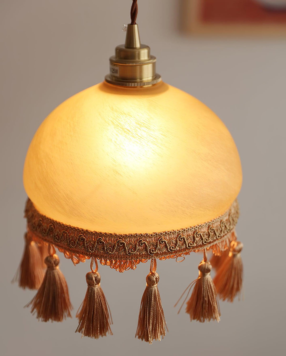 Sycaran hanglamp met franjes in messing en glas