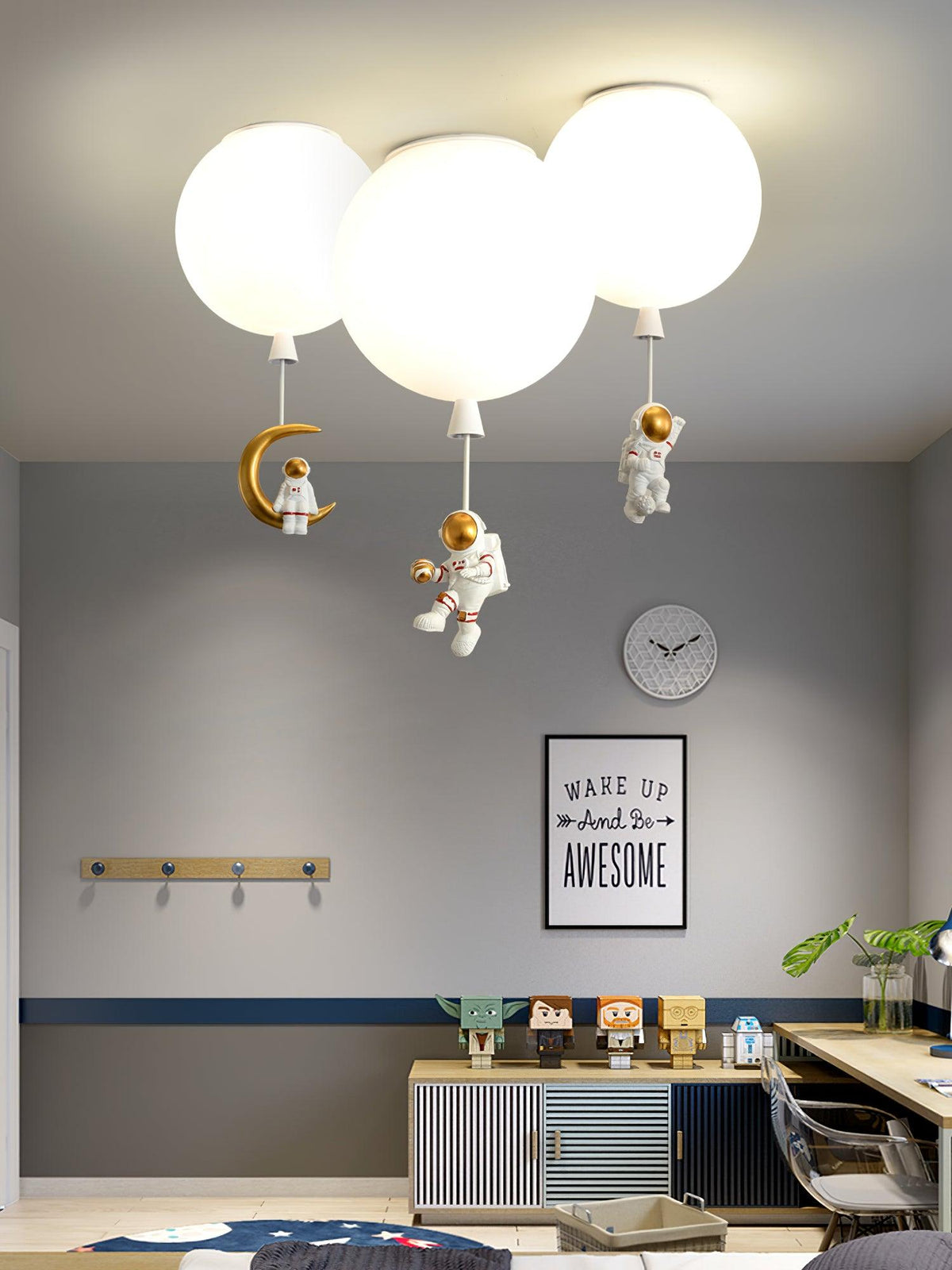 Nirerira plafondlamp acryl ballon astronaut speels kinderkamer